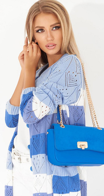 Ажурний кардиган із кишенями в смужку (48-52) Київ - фото 5