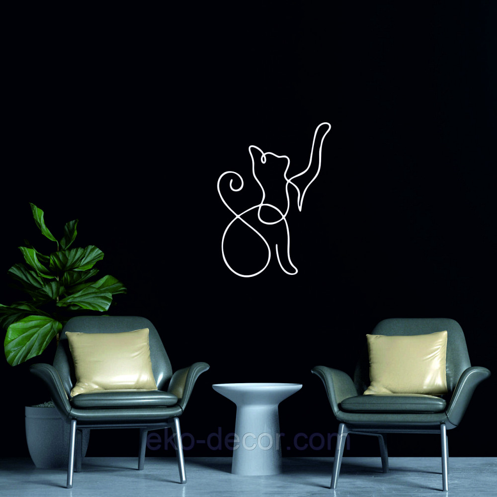 Декоративное настенное 3D Панно «Кот» Декор на стену с объемом 70*51 см, Белый Киев - изображение 4