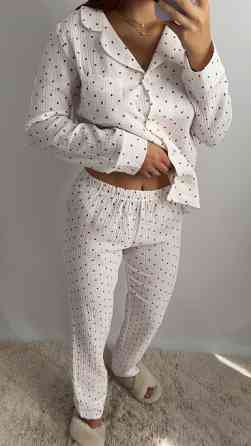 Женский комплект из натуральной ткани Сердечки, Белый, XL-2XL Харьков