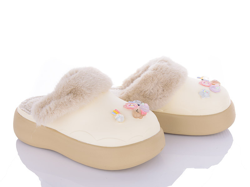 Тапочки женские теплые закрытые на платформе кроксы бежевые 36 37 Одесса - изображение 1