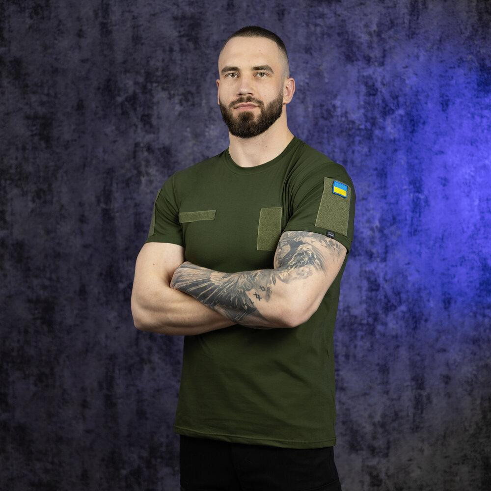 Футболка мужская однотонная хаки Pobedov Peremoga Військова Киев - изображение 3
