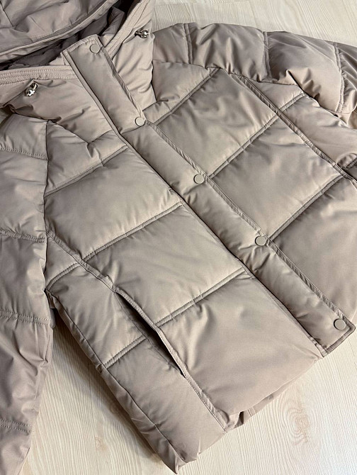 Куртка жіноча Haiziyuan 8589 середня довжина з капюшоном бежева, бежевий, L Київ - фото 12