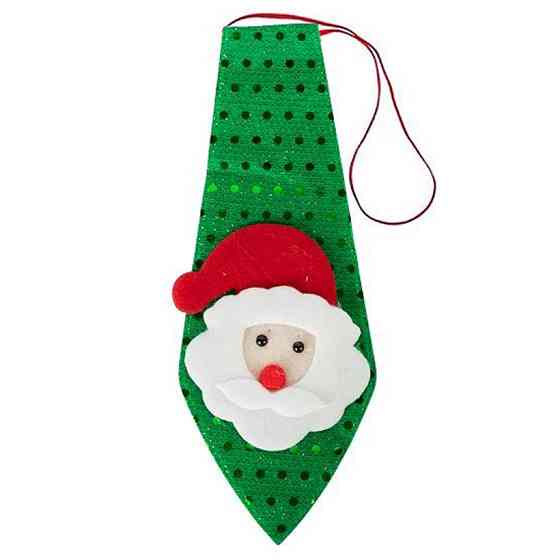 Новорічна краватка з фігуркою "Санта Клаус" HH-2(Green) на гумці Вінниця