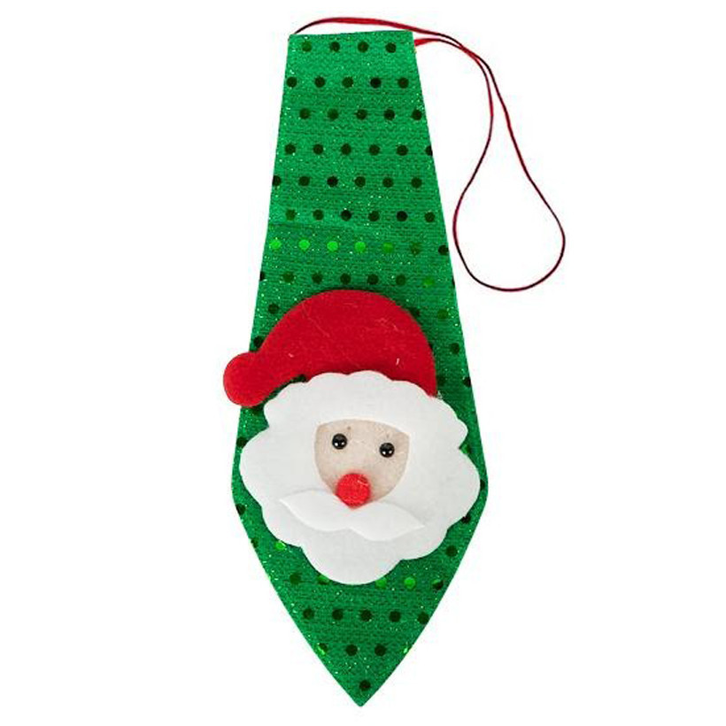 Новорічна краватка з фігуркою "Санта Клаус" HH-2(Green) на гумці Вінниця - фото 1