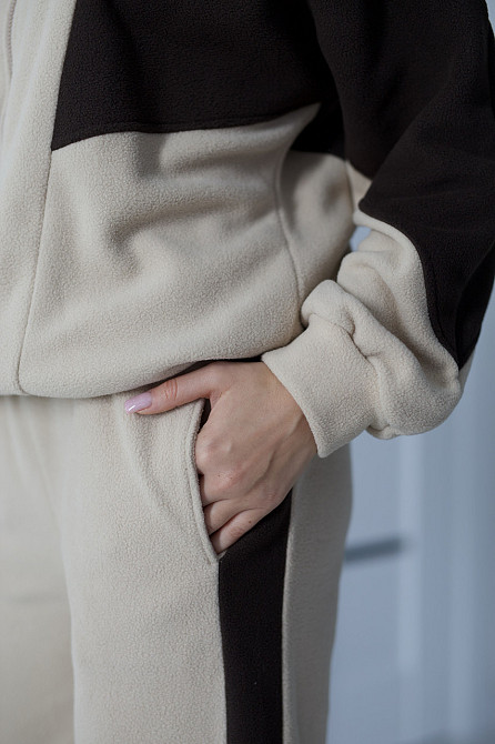 Спортивний флісовий костюм "Connect" | Норма та батал Бежевий +шоколадний, 54-56 Київ - фото 4