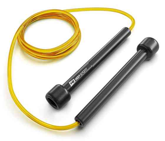 Скакалка Hop-Sport Crossfit NEW з пластиковими ручками HS-P025JR жовта Київ