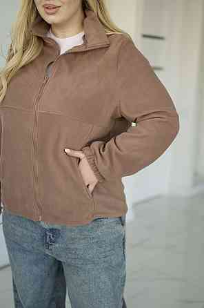 Флісова жіноча кофта на блискавці "Jacket" | Батал Капучіно, 54-56 Київ