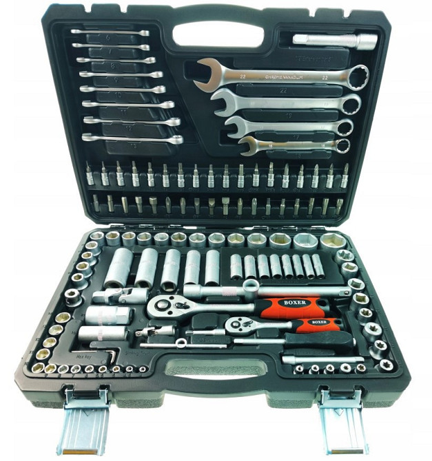 Набір гайкових ключів та торцевих головок 121 предмет у кейсі CrV-50 з тріскачками Одеса - фото 2