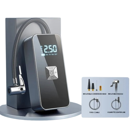 Насос аккумуляторный цифровой CQB-ZX-801 60W с функцией PowerBank TypeC 12В с фонариком, сумкой и переходниками Винница - изображение 3