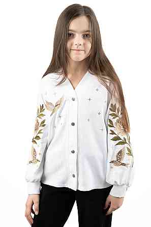 Вишиванка-сорочка для дівчаток біла лляна топ Київ