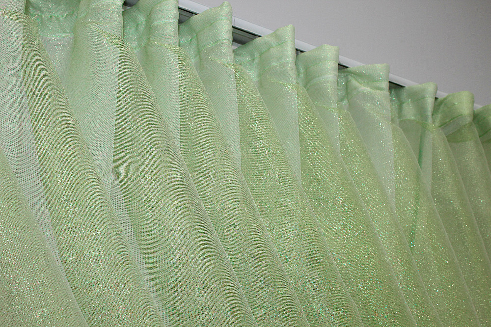 Кухонные шторки VR-Textil № 101к с подвязками белый с салатовым 310х170 см (52-0131) Киев - изображение 6
