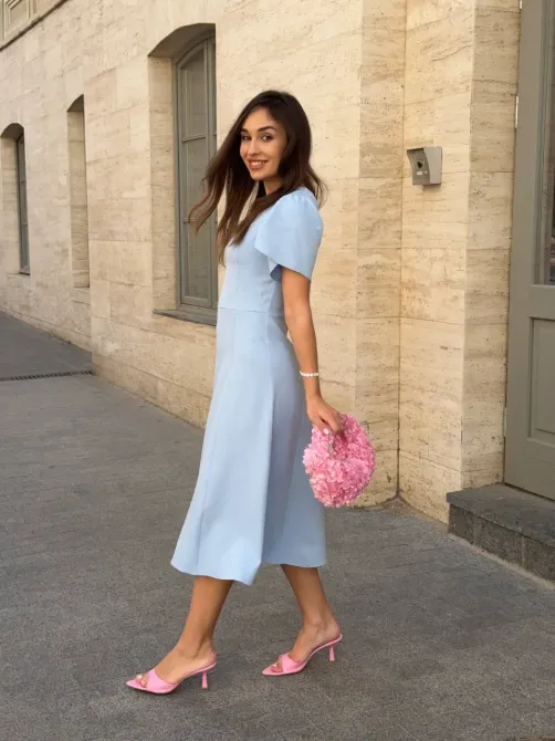 Стильне жіноче плаття з відрізною талією та спідницею сонце-кльош. Одеса - фото 16