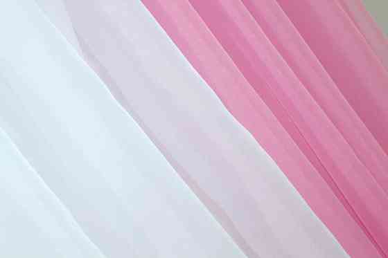 Кухонные шторки VR-Textil № 096к с подвязками розовый с белым 400х170 см (50-807) Киев