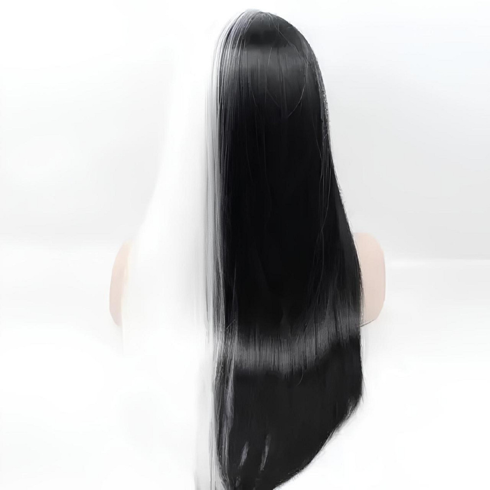 Длинные черно-белые парики RESTEQ 75 см — прямые волосы в стиле Круэллы, высококачественные синтетические пряди для косплея, аниме Киев - изображение 3