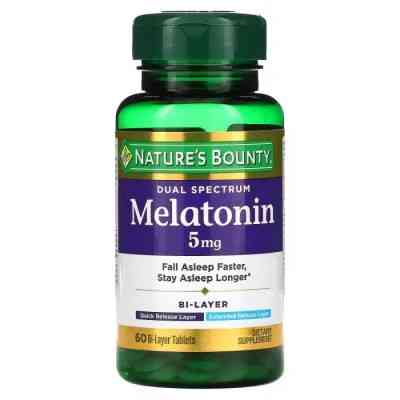 Аминокислота Nature's Bounty Мелатонин двойного спектра, 5 мг, Melatonin Dual Spectrum, 60 табле (NRT53098) Винница
