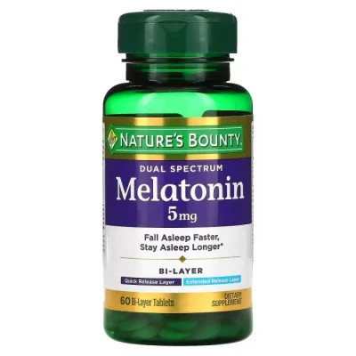 Амінокислота Nature&apos;s Bounty Мелатонін подвійного спектру, 5 мг, Melatonin Dual Spectrum, 60 таблев. (NRT53098) Вінниця - фото 1