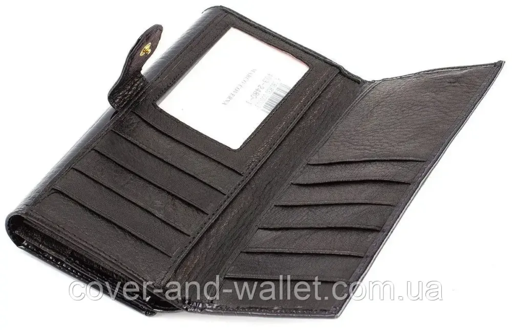 Чорний лаковий жіночий гаманець на магнітній фіксації на багато карток MC 403-2480 Київ - фото 5