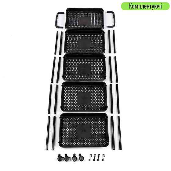 Этажерка мобильная пятиярусная универсальная пластиковая 41х25х127см Черная SW-00002109 Днепр