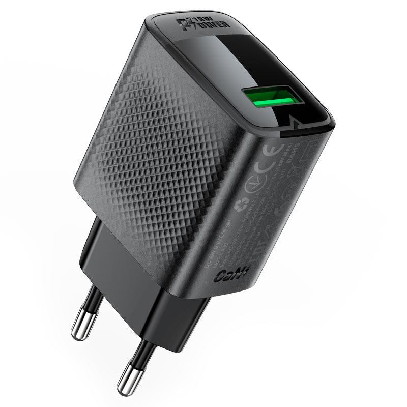 Сетевое зарядное устройство ACEFAST A90 QC18W GaN single USB-A charger (EU) Black Одесса - изображение 1