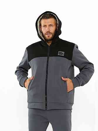 Зимовий чоловічий спортивний костюм на хутрі Сіро-чорний 48/50 Харків