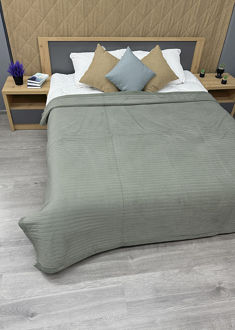 Покривало велюрове Кing Size 220х240 см колір болотний (85-207) Київ - фото 5