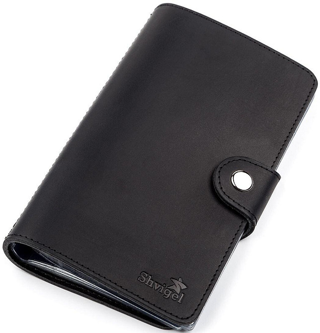 Визитница большая кожаная Черная (SHVIGEL) Киев - изображение 5