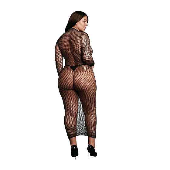 Жіноча довга сукня з сітчастою структурою та коміром-гольф Le Desir Long Dress Fishnet, чорна Sex Aura Київ