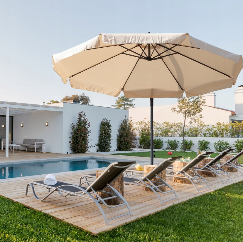 Парасолька садова 350x250см MalTec бежева з нахилом (Польща) Київ - фото 10