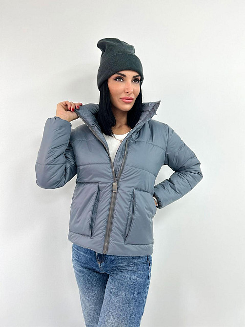 Демісезонна куртка з синтепоном "Lake" оптом | Норма і батал | Розпродаж моделі Графіт, 50-52 Київ - фото 1