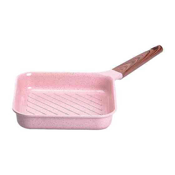 Сковорода-гриль алюмінієва, квадратна, 2,5 л, з антипригарним покриттям, 24 см MGC Pink HP-4-438P Київ