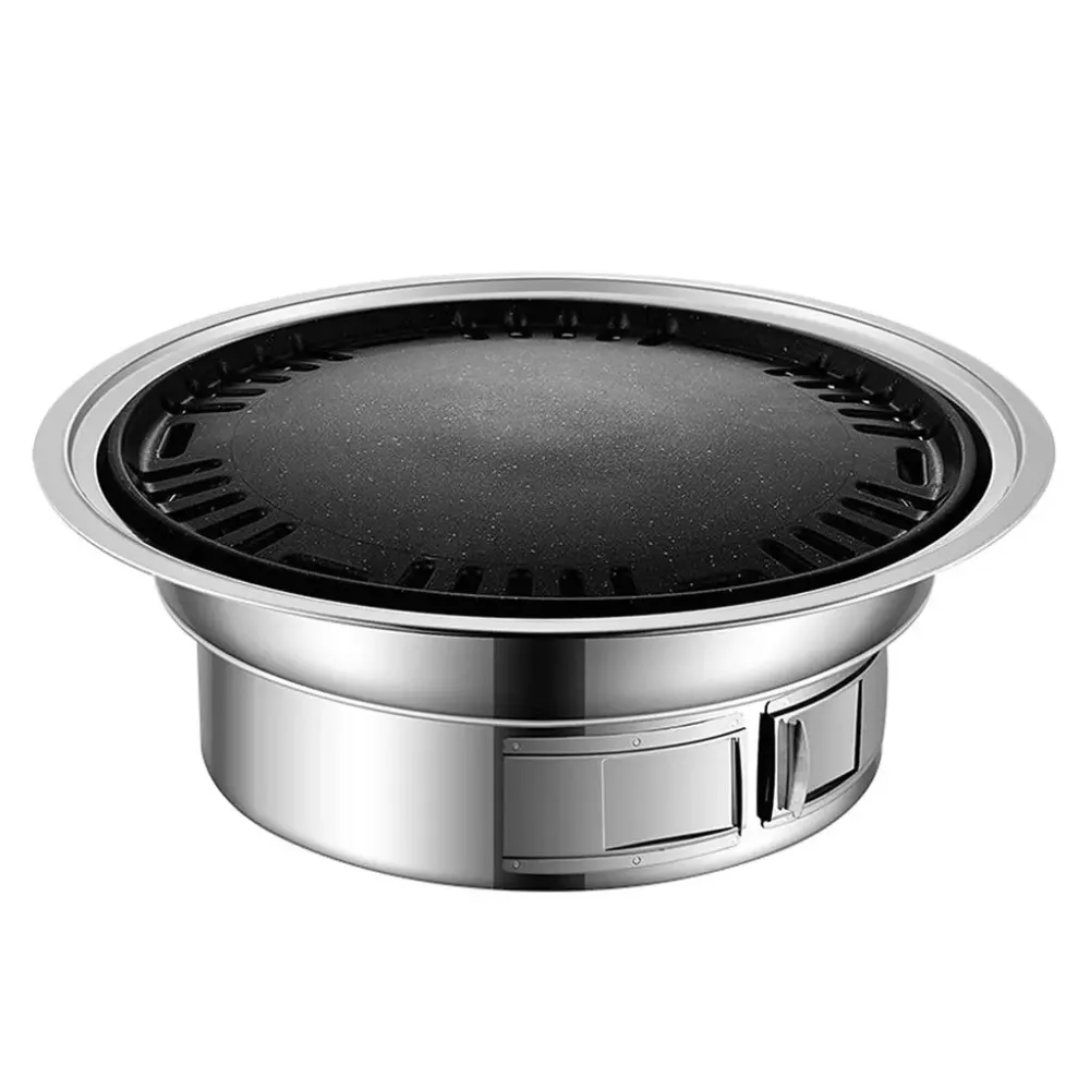 Гриль с антипригарным покрытием / Корейский гриль для барбекю / Портативная гриль-печь из нержавеющей стали для барбекю 34см Коломыя - изображение 3