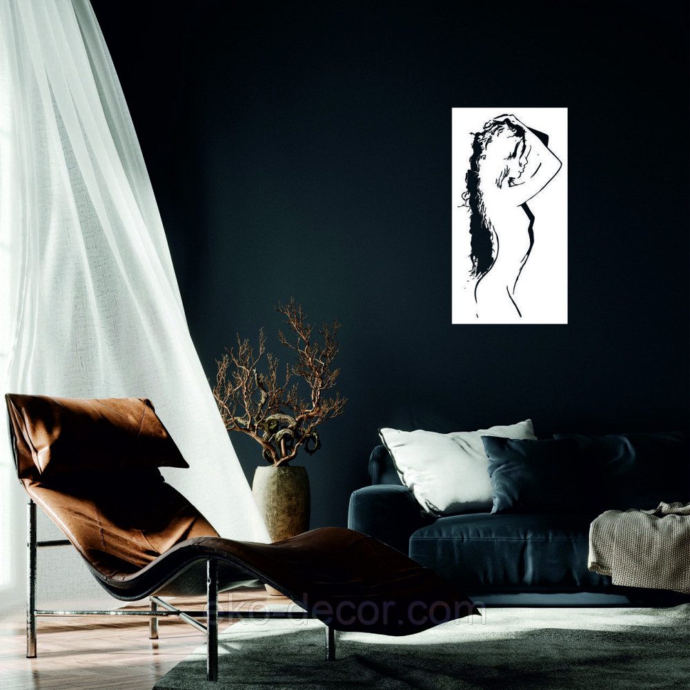 Декоративное настенное Панно «Силуэт женщины», Декор на стену 50*26 см, Белый Киев - изображение 1