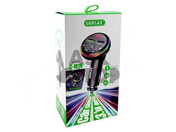 FM Модулятор C-M16 12-24V 3.1A 2USB QC3.0 BT5.3 RGB LED дисплей чорний ТМ GERLAX Київ