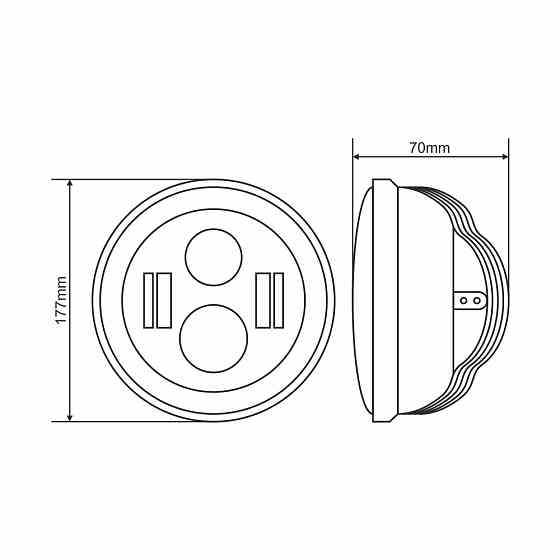 Фара світлодіодна Brevia 60W (4x5W ETI+DRL), 4800Lm/2160Lm, 6000K, 177x70мм 1шт Львів