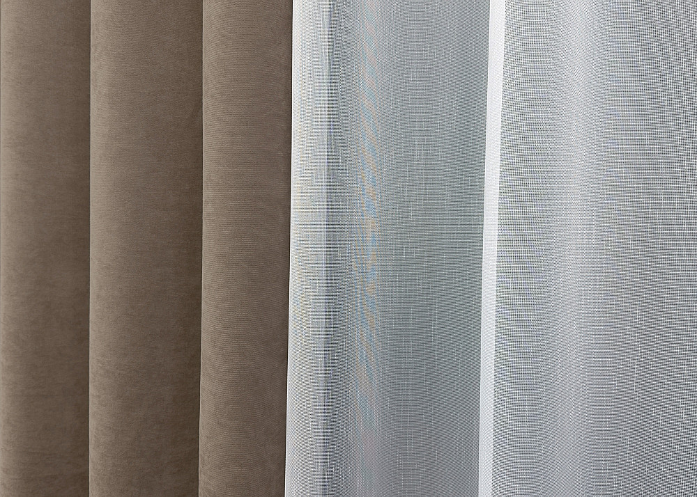 Комплект штор VR-Textil Микровелюр Petek 200х270 2шт и Тюль 600х270 1701ш-1153т Капучино с белым 71-055/7 Киев - изображение 15