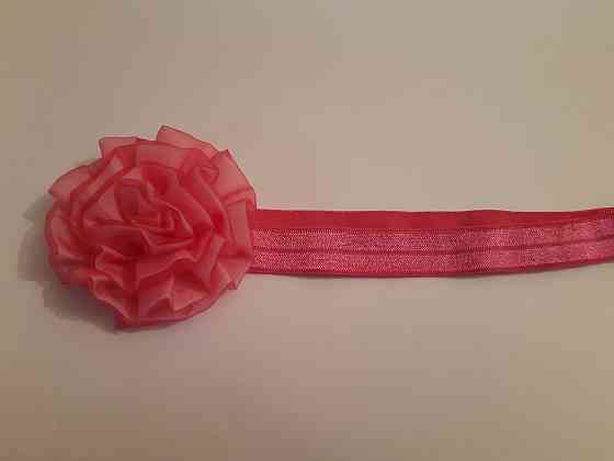 Дитяча пов'язка малинова - розмір універсальний (на резинці), квітка 7см Київ