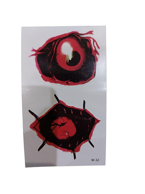 Наклейки тату для Хелловіну Око 10 на 6 см червоний Київ - фото 1