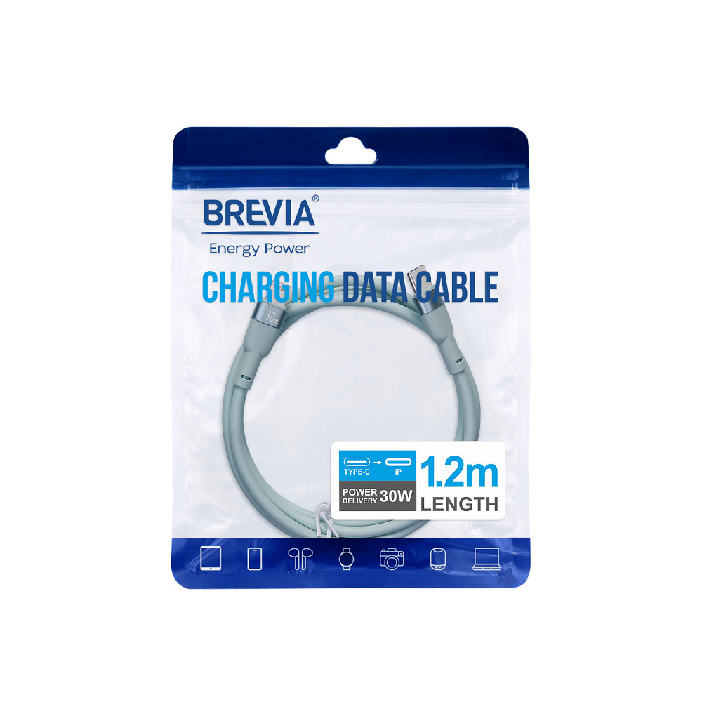 Кабель Brevia Type-C to Lightning 30W 1,2м, м'ятний ZIP (52120MCLZ1) Львів - фото 4