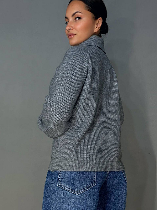 Кардиган жіночий A-N 1899 светр на блискавці в’язаний сірий, сірий, one size Київ - фото 5