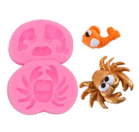 Молд силиконовый Краб и рыбки 85 на 63 мм розовый Киев
