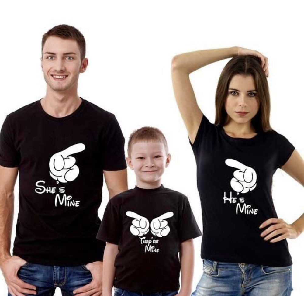Футболки в стиле Family look для мамы, папы и ребенка - Shes Mini \ Hes Mini \Mini Черновцы - изображение 1