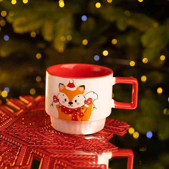 Yiwu Новорічна порцелянова Новорічна лисиця 400 (мл) Біла з червоним Yiwu FM-CS-50L Коломия