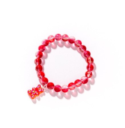 Браслет мармеладными мишками и бусами, цвет красный, размер универсальный на резинке, мишка 1,6см Киев - изображение 1