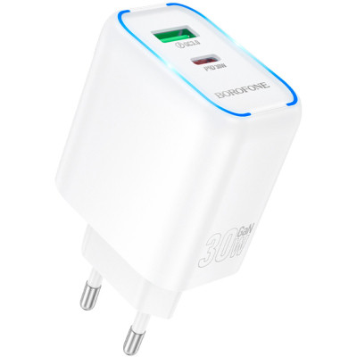 Зарядное устройство BOROFONE BA89A Destello 1xUSB-C PD30W + 1xUSB QC3.0 White (6941991119361) Винница - изображение 1