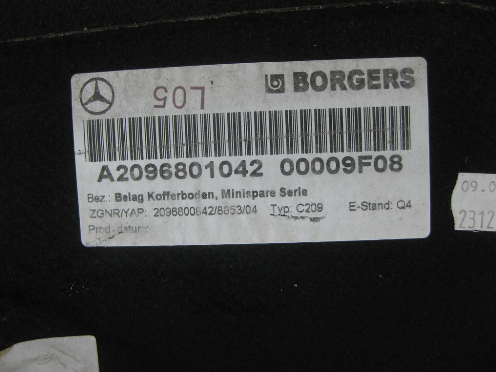 Mercedes-Benz  A2096801042 9F08 Настил підлоги багажника C-class W203 CLK Coupe C209 Одеса - фото 7