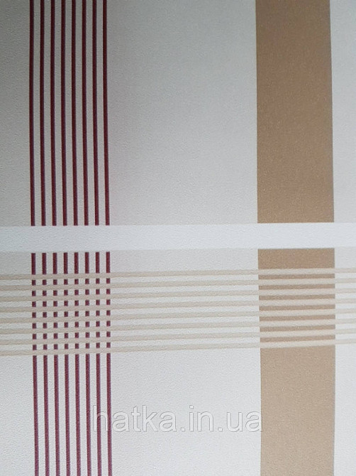 Шпалери вінілові Lutece Bensimon геометрія смуги квадрати білі жовті бордові зелені на світло-бежевому Київ - фото 4