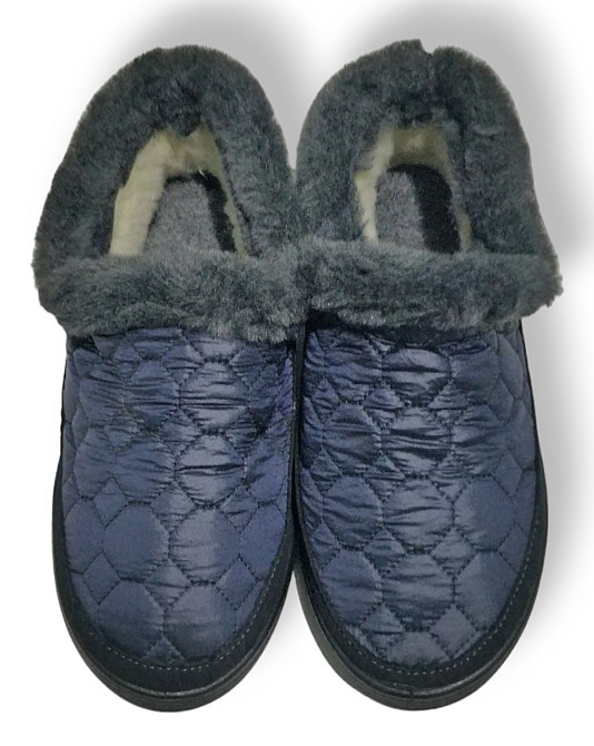 Капці жіночі із задником на овчині бабці теплі жіночі сині Одеса - фото 1