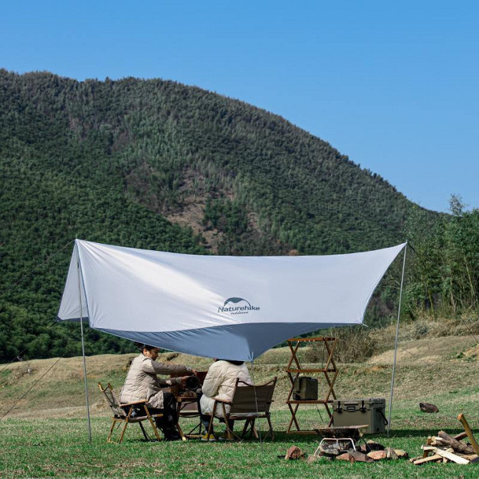 Тент для кемпінгу Naturehike Hexagon NH16T013-S, 150D / Silver Coated, 520*460 см, сіро-блакитний (з Київ - фото 4