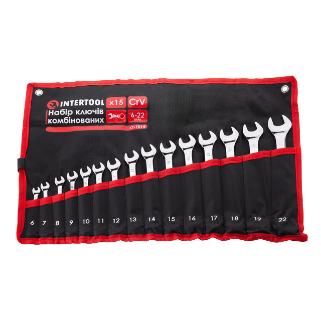 Набір комбінованих ключів INTERTOOL 15шт., 6-22мм - Кращий набір ключів для автомеханіка Львів - фото 2