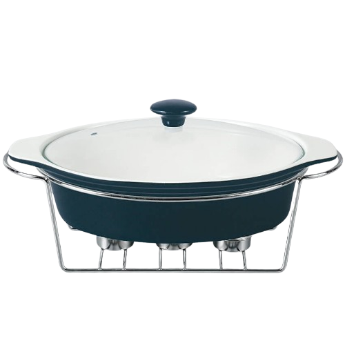 Марміт овальний 1,5л 32,5см кераміка скляна кришка + метал.підставка чорний MR-11361-74 Maestro Житомир - фото 1